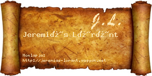 Jeremiás Lóránt névjegykártya
