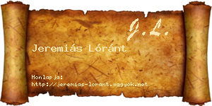 Jeremiás Lóránt névjegykártya